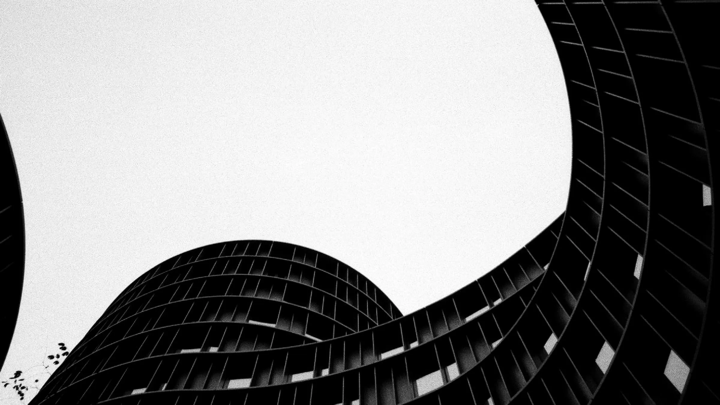 Contemporary architecture shot from below, in black and white