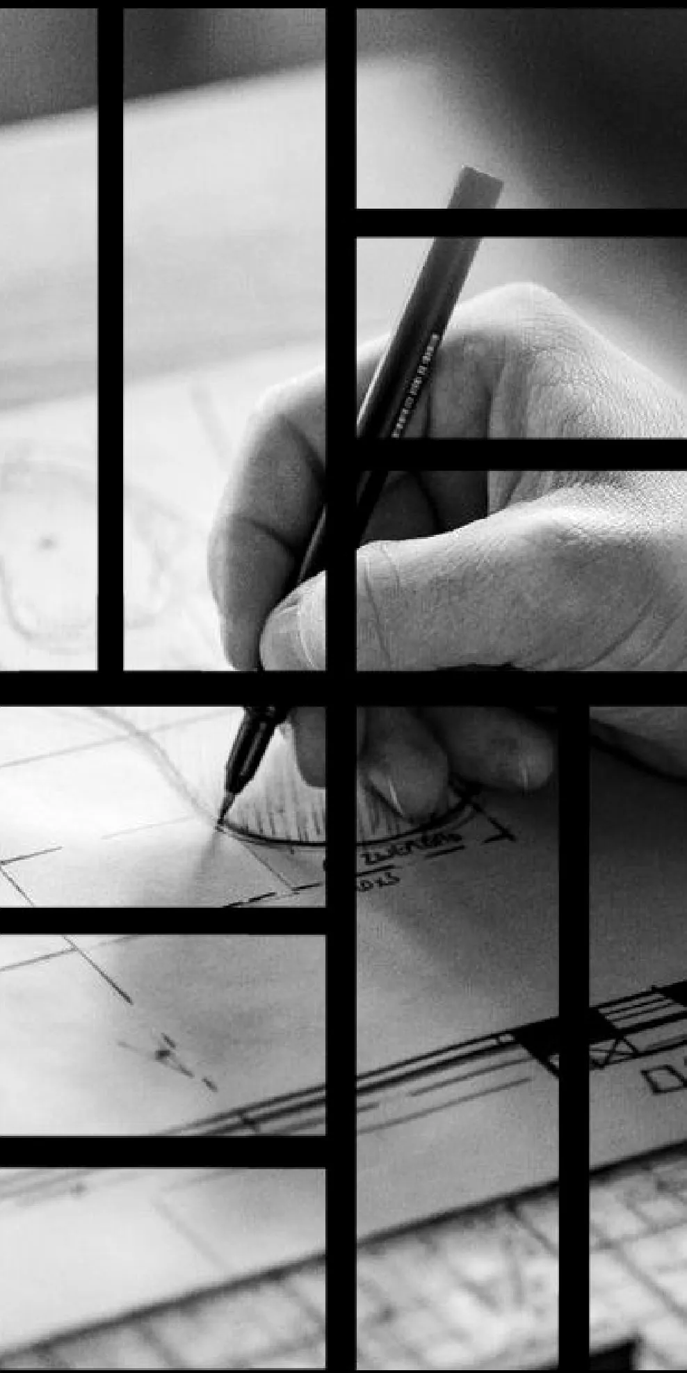A hand drawing in pencil on a working drawing
